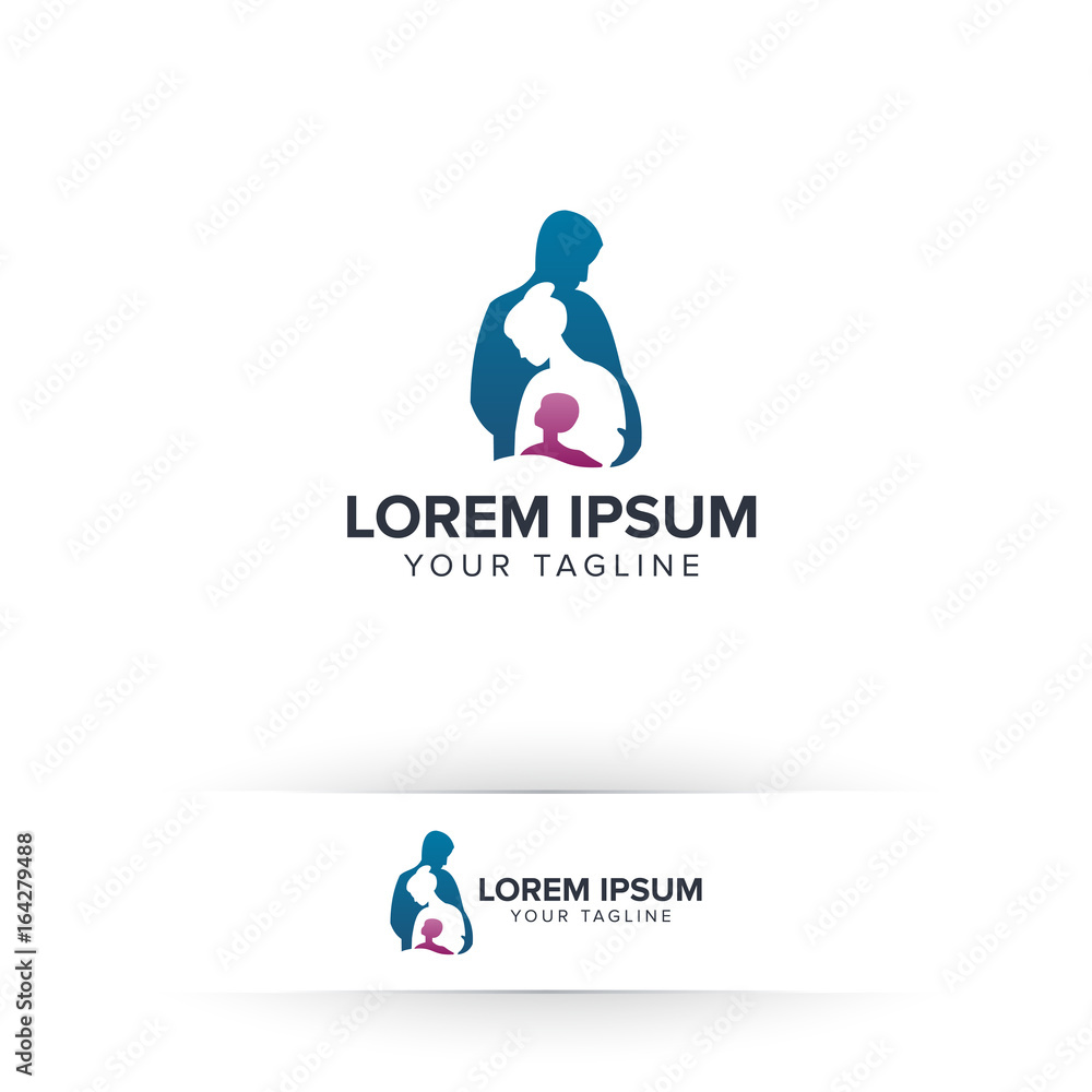 Wall mural family care logo. relationship people logo design concept