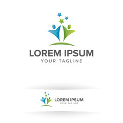 couple people logo with star. partners logo design concept template