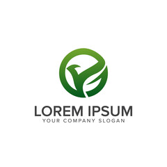 bird leaf logo design concept template