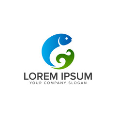 Fish logo design concept template.