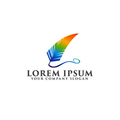 Quill logo with rainbow color logo design concept template