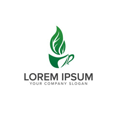 leaf coffee logo design concept template