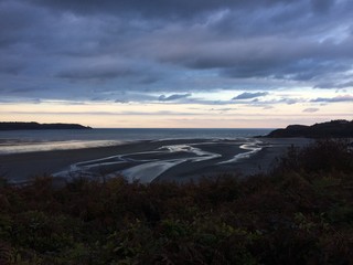 coucher de soleil en face du fort la latte en bretagne