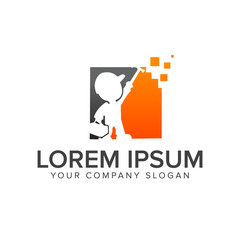 Construction people logo design concept template