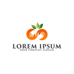 fruit hand logo design concept template