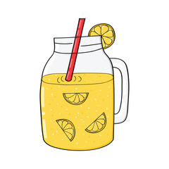 Hand drawn jar with lemonade