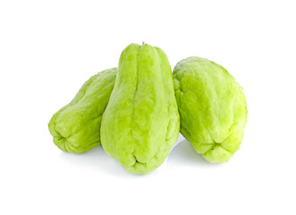 Chayote on white background