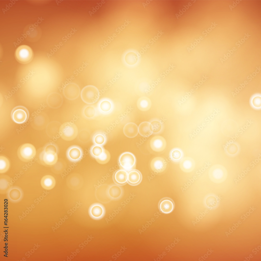 Poster blur abstract image with shining lights vector. orange bokeh background