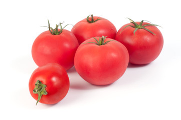 Fresh tomatoes on a white background