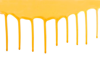 Honey wooden dripping with honey dipper isolated on white background