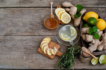 herbal tea with chamomile and honey  and gember 