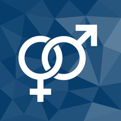 Sexualität - Partnerschaft - Icon mit geometrischem Hintergrund blau