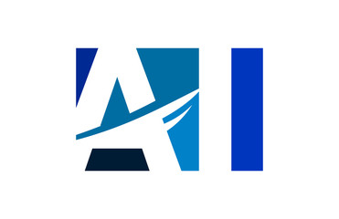 AI Negative Space Square Swoosh Letter logo