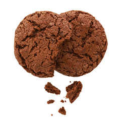 Chocolate cookies isolated on white background