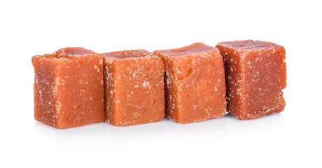 The palm sugar or Jaggery on white background