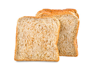 fresh bread slices isolated on white background