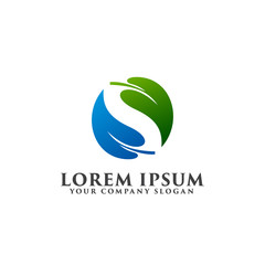 letter s leaf logo design concept template