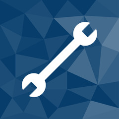 Schraubenschlüssel - Service - Icon mit geometrischem Hintergrund blau