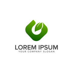 letter g leaf green logo design concept template