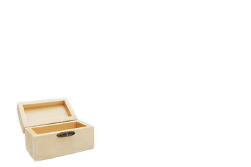 Empty Wooden Treasure Box Over White Background