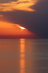 Sunset from Punta Nera, Chiessi, Elba island, on Corsica island 
