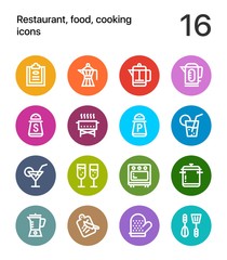 Colorful Restaurant, food, cooking icons for web and mobile design pack 2