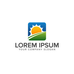 Sun Natural lanscaping logo design concept template