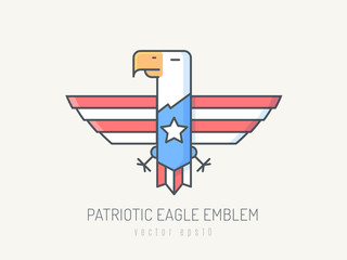 American bald eagle emblem with flag of United States details