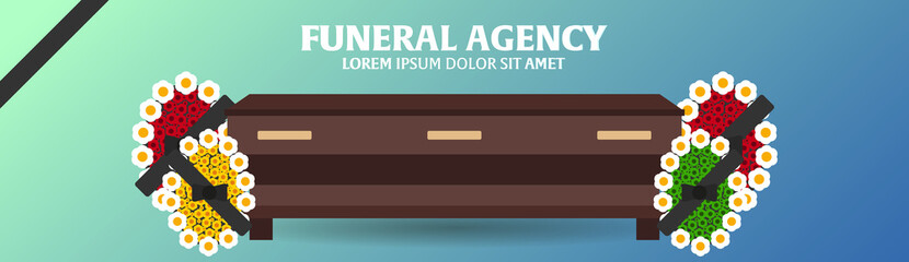 Fototapeta premium Funeral sevices and Funeral agency banner. Cemetery. Vector illustration.