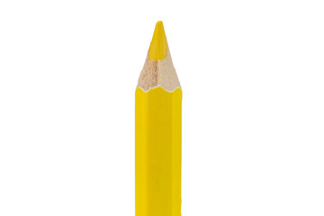 closeup yellow pencil color isolated on white background