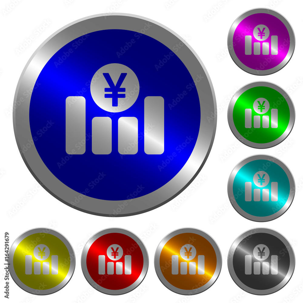 Poster yen financial graph luminous coin-like round color buttons