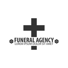 Funeral home undertaking ceremonial service. Funeral agency. Vector logo and emblem.