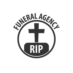Funeral home undertaking ceremonial service. Funeral agency. Vector logo and emblem.