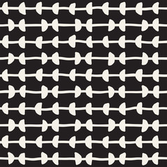 Hand drawn black and white ink abstract seamless pattern. Vector stylish texture. Monochrome geometric shappes paint brush lines