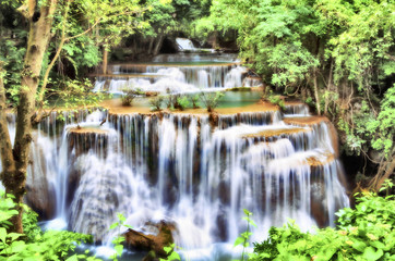 Huay Mae Kamin Waterfall in Kanchanaburi, Thailand