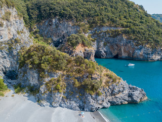 Tratto di costa della Calabria, vista aerea, San Nicola Arcella, provincia di Cosenza. Spiaggia e...