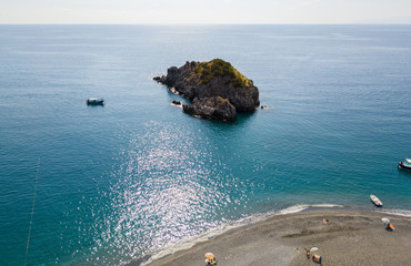 Scoglio dello Scorzone, vista aerea, isola, San Nicola Arcella, Provincia di Cosenza, Calabria,...