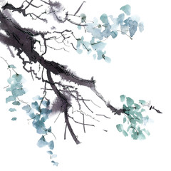 Watercolor tree branch