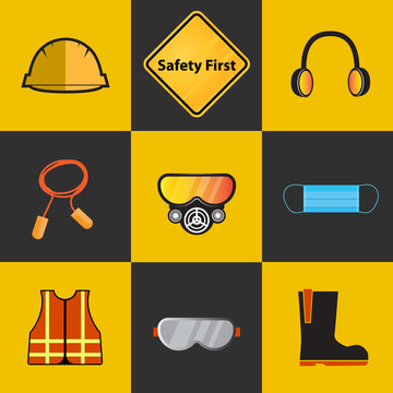 safety first, health and safety waring signs