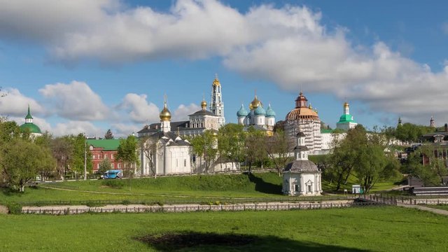 Zoom in time lapse video of Trinity Lavra of St. Sergius in Sergiev Posad, Moscow oblast, Russia
