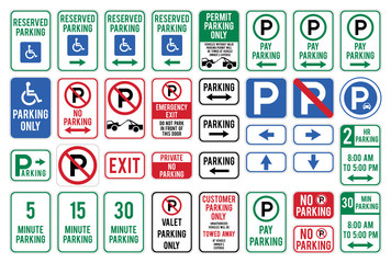 Set of Car Parking Sign. Vector illustration. - obrazy, fototapety, plakaty