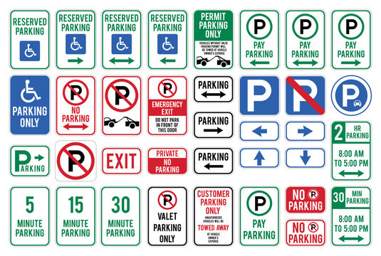 Set of Car Parking Sign. Vector illustration.