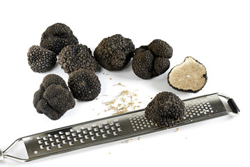tartufi neri freschi isolati su sfondo bianco