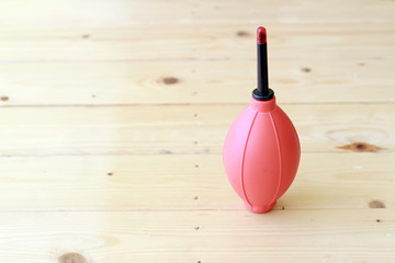 Red blower on table