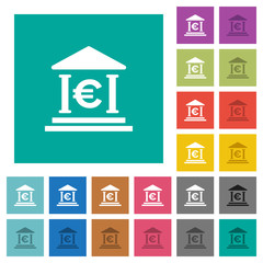 Euro bank office square flat multi colored icons