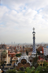 Fototapeta na wymiar Park guell barcelona skyline