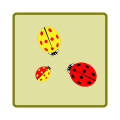 Ladybird in beige frame sign