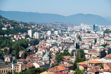 panoramic view over sarajevo, bosnia and herzegovina