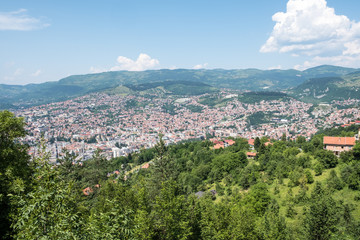 panoramic view over sarajevo, bosnia and herzegovina