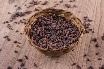 Cocoa Nibs into a Basket